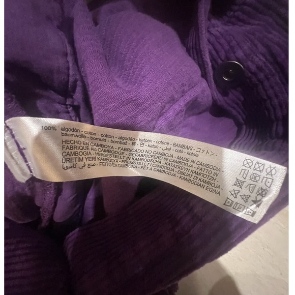 ZARA WOMEN'S CORDUROY LONG SLEEVE BUTTON DOWN SHIRT, SIZE SMALL, PURPLE - Picture 8 of 9